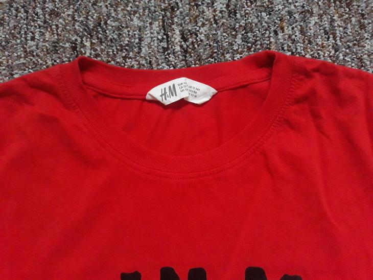 Dívčí tričko H&M červené s potiskem, velikost 158/164