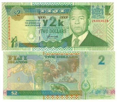 Fidži 2 Dollars 2000 (výročná) - UNC - Pick 102	