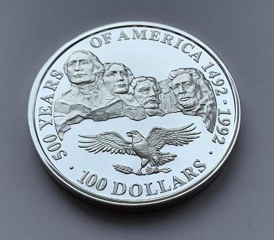 LUXUSNÍ - 5 Oz 1991 - Cook Island - 100 dollars Mount Rushmore - PROOF