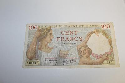 100 FRANK 1941 FRANCIE P94 /D84/ z oběhu