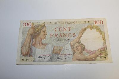 100 FRANK 1939 FRANCIE P94 /D85/ z oběhu
