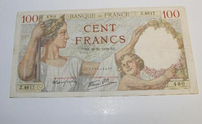 100 FRANK 1939 FRANCIE P94 /D86/ z oběhu