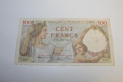 100 FRANK 1939 FRANCIE P94 /D88/ z oběhu