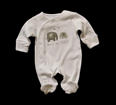 Overálek se sloníky NEXT  pro předčasně narozené miminko 100% bavlna