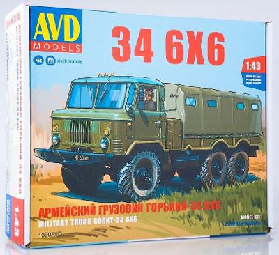 AVD / SSM 1390 Sovětské vojenské nákladní auto GAZ-34 6x6 / 1 :43