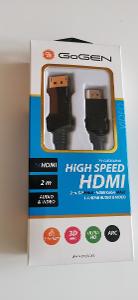 Kabel: 2m, Display Port MALE - HDMI MALE (GoGEN)