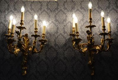 Zámecké bronzové svícny - Krásné, masivní