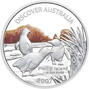 Stříbrná mince Discover Australia 2007 Phillip Island 1 Oz Proof