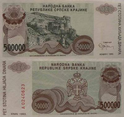 Chorvatsko 500 000 dinárů PR23  UNC