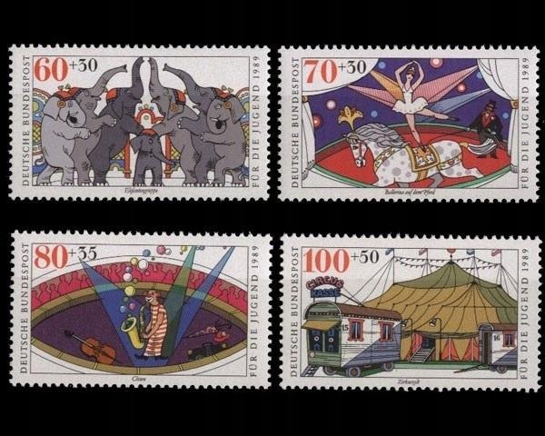 Německo BRD SRN 1989 Známky Mi 1411-1414 ** cirkus hudba slon koně - Známky Německo