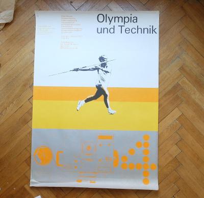 OLYMPIÁDA MÜNCHEN 1972 OLYMPIA UND TECHNIK AICHER PLAKÁT 118 x 84
