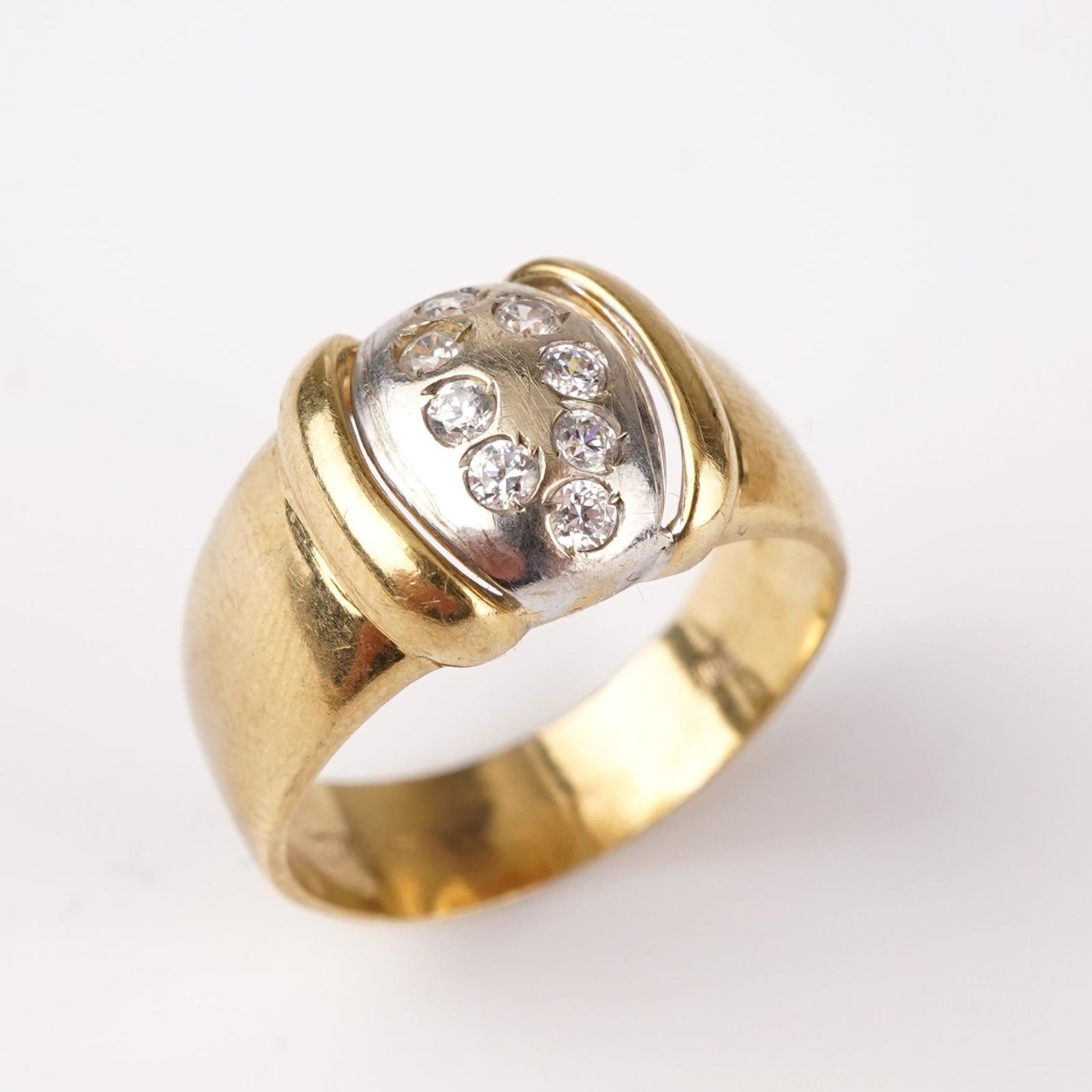 Zlatý prstýnek s kamínky v60 - Starožitné šperky