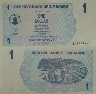 Zimbabwe 1 dollar P37  UNC
