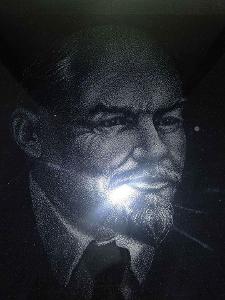 Portrét gravírovanie na skle, Lenin, 175x235 mm, české práci, púzdro