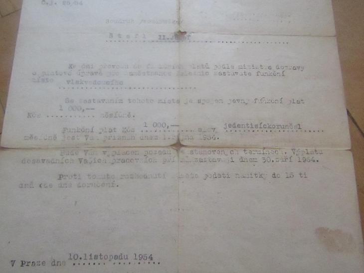 Starý dokument Středisko vlak. Praha Smíchov 1954