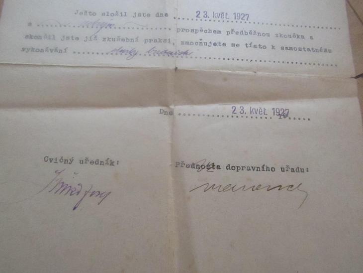 Starý dokument Dopravní úřad železniční Vršovice-Nusle 1927 - Starožitnosti a umění