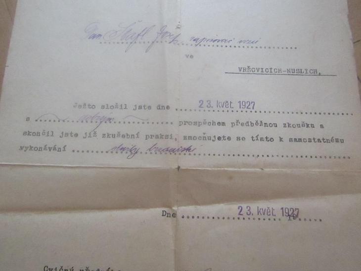 Starý dokument Dopravní úřad železniční Vršovice-Nusle 1927 - Starožitnosti a umění