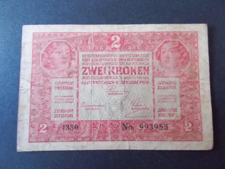 Bankovka Rakousko Uhersko  1917 Zwei  kronen dvě koruny 