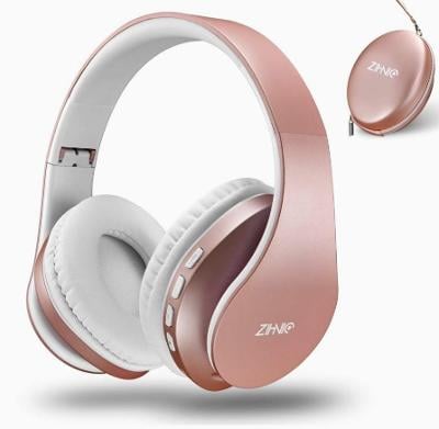 Bluetooth sluchátka ZIHNIC , 20hod, v kufříku - růžové zlato