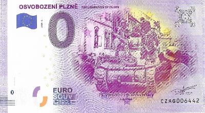 0 eurobankovka Osvobození Plzně 6.5.1945