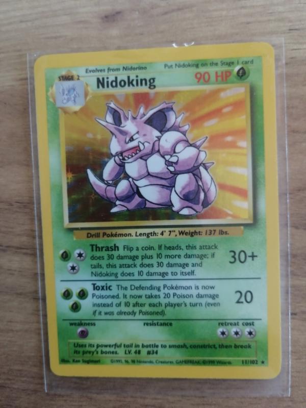 Nidoking 11/102 Holo Base Set Rare Pokemon Card LP 海外 即決-