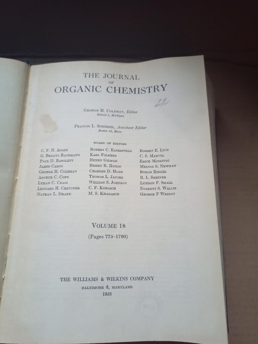 Journal of organic chemistry/zv. 18/ rok 1953...(13399) - Cudzojazyčné knihy
