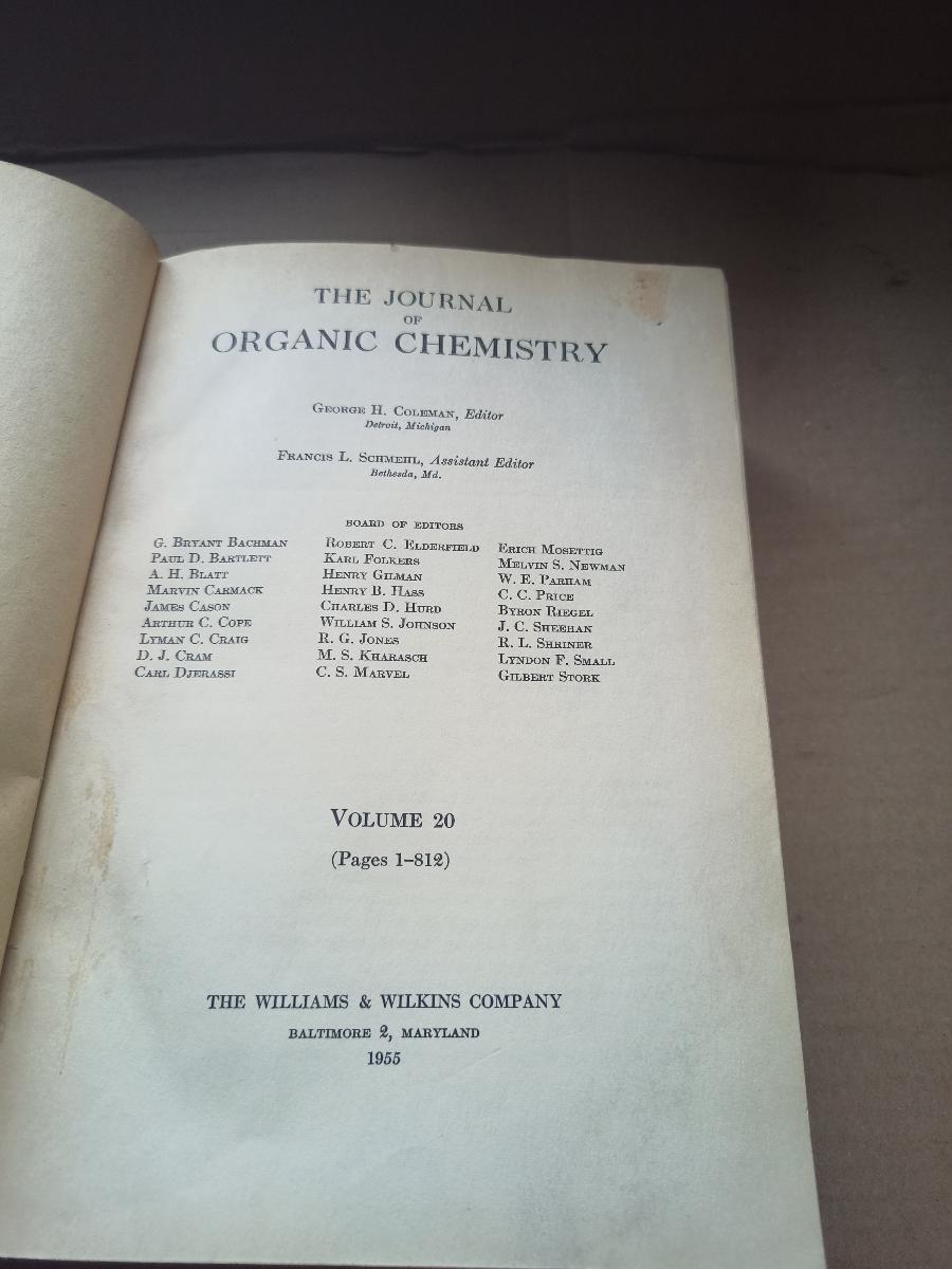 Journal of organic chemistry/zv. 20/ rok 1955...(13402) - Cudzojazyčné knihy