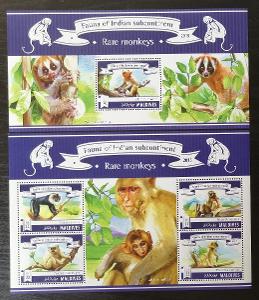 Maledivy 2015 Mi.5634-7+Bl.789 20€ Fauna Malediv- opice