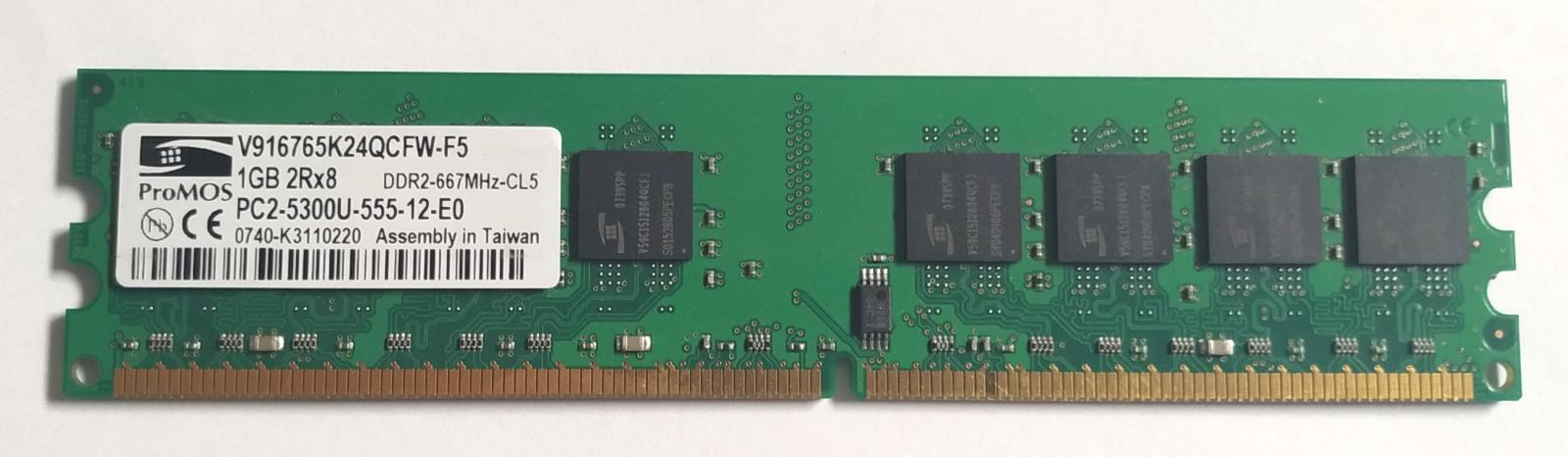 Pamäť RAM do PC Promos V916765K24QCFW-F5 1GB 667MHz DDR2 - Počítače a hry