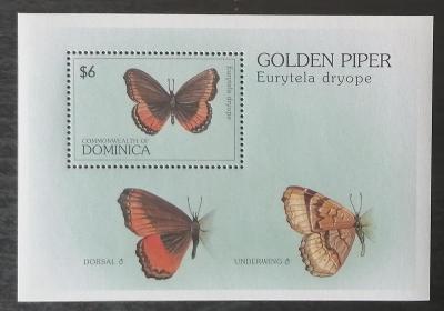 Dominika 1997 Bl.322 6€ Motýli a hmyz ostrovů