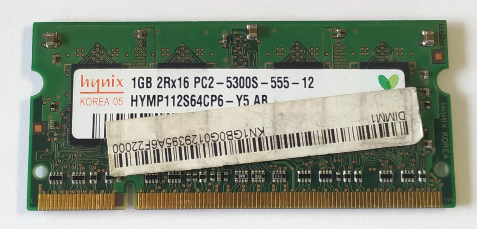 Pamäť RAM do NB Hynix HYMP112S64CP6-Y5 AB 1GB 667MHz DDR2 - Notebooky, príslušenstvo