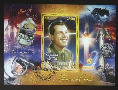 Pobřeží Slonoviny 2012 CTO aršík - osobnosti kosmonautiky, Gagarin