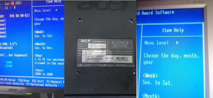17" LCD černostříbrný monitor Acer AL1716 funkční  - Příslušenství k PC