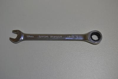 Plochý ráčnový klíč 12 mm, ráčna - chrom vanad