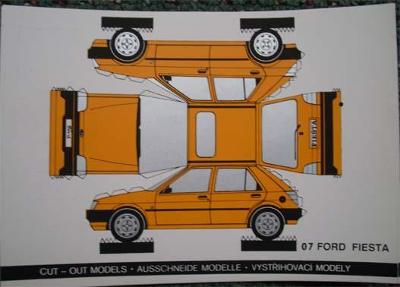 Vystřihovánky mini - Pohlednice - Ford Fiesta - žlutý