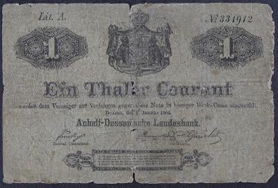 1 thaler courant Anhalt - Dessau 1864