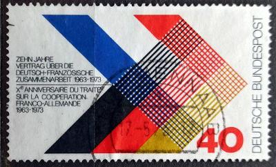 BUNDESPOST: MiNr.753 Colors of France and Germany Interlaced 40pf 1973