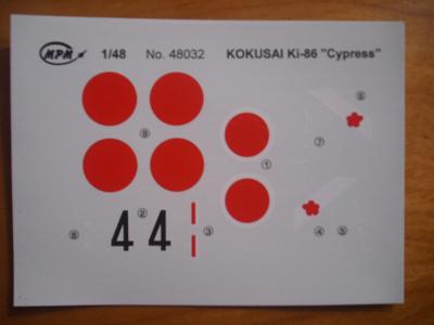 Obtisky - Kokusai Ki-86 "Cypress", MPM No 48032, 1/48