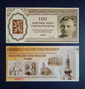 Pamětní bankovka stavební rod Herzán Třebíč - stará pohlednice
