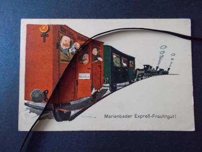 Karlovy Vary Mariánské lázně Marienbad humor žert vlak hosté na cestě