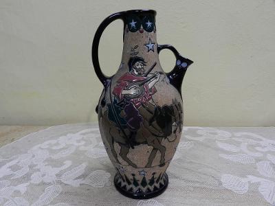 Krásný keramický Džbán plastický reliéf Amphora Teplice