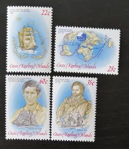 Kokosové ostrovy 1980 Mořeplavci a princ Charles, lodě a mapy
