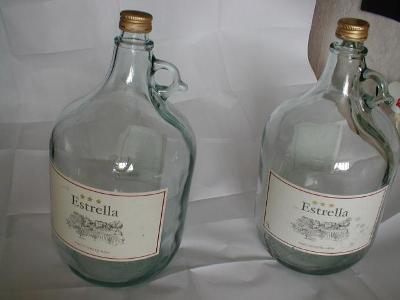Skleněný demižon 5 L od vína zn. ESTRELLA - 2 ks