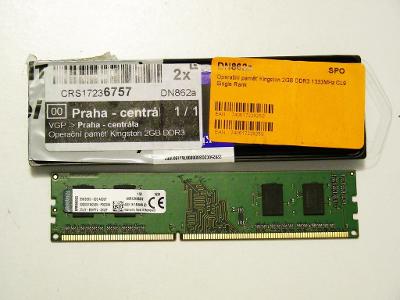 Operační paměť 3x2GB Kingston DDR3 6GB 1333MHz