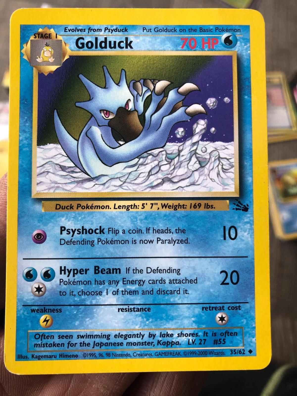 POKEMON CARD 98 Golduck - 35/62 - Fossil Set- Uncommon Non Holo