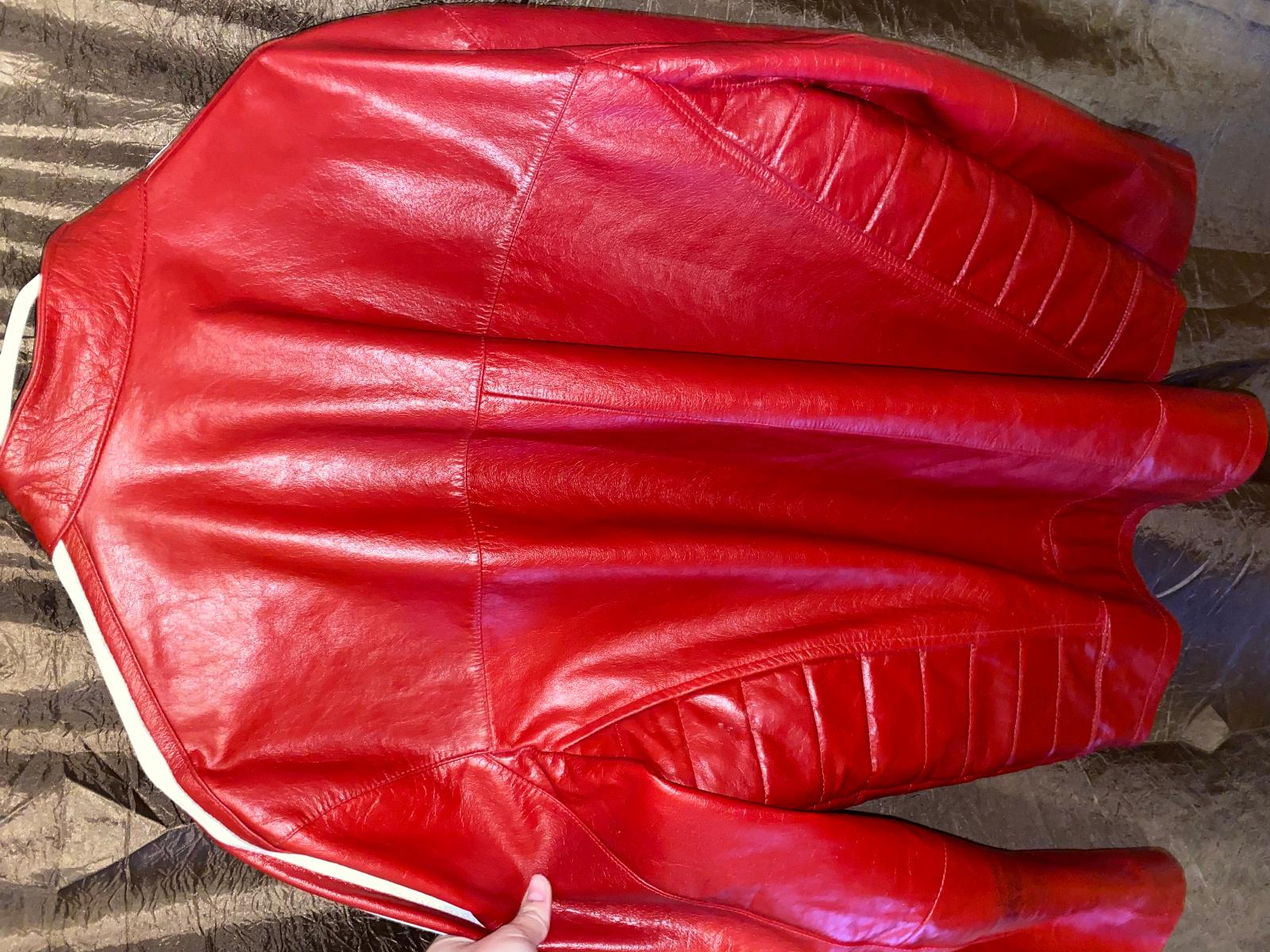 Červená kožená bunda racing team - Oblečení, obuv a doplňky