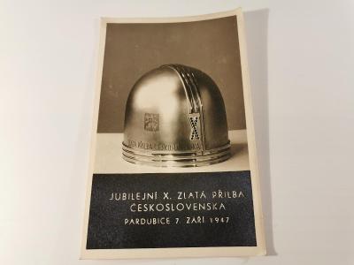 Pohled MF Jubilejní X. Zlatá helma 7.září Pardubice 1947