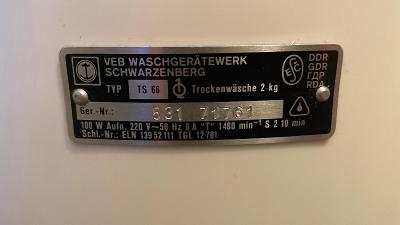 Pračka odstředivka TS 66 – Veb Waschgeratenwerk Schwanzerberg - 1970