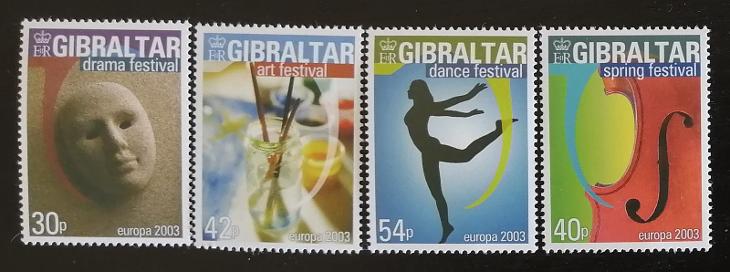 Gibraltar 2003 Mi.1032-5 - EUROPA, umění a kultura 7€ - Známky