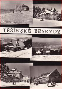 Těšínské Beskydy * chata, zima, lyžař, hory, okénková * V875